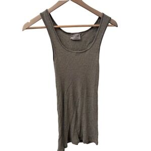Michael Stars Tank Top One Size Olive Taupe Metallic Ribbed Scoop Neck USA